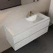 Mondiaz AIVY Ensemble de meuble - 120x45x50cm - 1 trou de robinet - 1 vasque Talc Solid surface - Droite - 2 tiroirs - avec miroir - MDF Talc SW892201