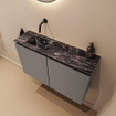 MONDIAZ TURE-DLUX Meuble toilette - 80cm - Smoke - EDEN - vasque Lava - position gauche - sans trou de robinet SW1104070