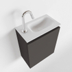 MONDIAZ TURE Kit lave-mains - 40x23x50cm - 1 trou de robinet - 1 porte - gris foncé mat - Lavabo à droite - Solid Surface Blanc SW474921