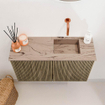 Mondiaz JOYA-DLUX 70cm toiletmeubel - kleur Dusk - Wastafel FAYE positie Rechts Zonder kraangat kleur Arena. SW1425744