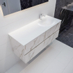 Mondiaz VICA ensemble de meuble de salle de bain - 120cm - meuble sous-vasque carrara - 4 tiroirs - lavabo moon droite - 1 trou de robinet - miroir LED - version XL 60cm de haut SW1097589