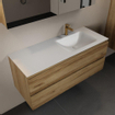 Mondiaz AIVY Ensemble de meuble - 120x45x50cm - 1 trou de robinet - 1 vasque Talc Solid surface - Droite - 2 tiroirs - avec miroir - Melamine Chai SW892222