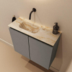 MONDIAZ TURE-DLUX Meuble toilette - 60cm - Smoke - EDEN - vasque Frappe - position gauche - sans trou de robinet SW1103013