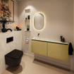 MONDIAZ TURE-DLUX Meuble toilette - 120cm - Oro - EDEN - vasque Ostra - position gauche - sans trou de robinet SW1105030