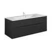 Crosswater Glide II Ensemble de meuble - 100x45x52cm - 2 tiroirs - sans poignées - Noir mat - lavabo Ice white - 1 trou de robinet SW876806
