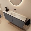 MONDIAZ TURE-DLUX Meuble toilette - 100cm - Dark Grey - EDEN - vasque Ostra - position centrale - sans trou de robinet SW1104829
