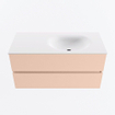 MONDIAZ VICA Ensemble meuble de salle de bains - 100cm - meuble bas rosee - 2 tiroirs - lavabo moon à droite - 1 trou de robinet - version haute 60cm - talc SW1080347