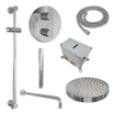 BRAUER Stripe Thermostatische Inbouw Regendouche - 3-weg - rond - SET 44 - 25cm douchekop - gebogen muurarm - staaf handdouche - doucheslang - geïntegreerde glijstang - chroom SW1434780
