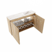 MONDIAZ TURE-DLUX Meuble toilette - 80cm - Washed Oak - EDEN - vasque Frappe - position droite - sans trou de robinet SW1103116