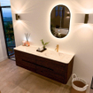 Mondiaz CIRO-DLUX Ensemble de meubles de salle de bains - 150x45x50cm - Plan vasque Solid surface Ostra - 1 lavabo à droite - 1 trou de robinet - 4 tiroirs - Noyer SW1530377