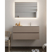 Mondiaz VICA Ensemble de meuble de salle de bain - 100cm - meuble sous-vasque fumée - 2 tiroirs - lavabo nuage droite - 1 trou de robinet - version XL 60cm haut SW1089777