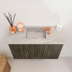Mondiaz JOYA-DLUX 60cm meuble de salle de bains - couleur Shadow - Lavabo FAYE position Milieu 1 trou de robinet couleur Glace. SW1422719