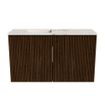 Mondiaz JOYA-DLUX 70cm toiletmeubel - kleur Walnut - Wastafel FAYE positie Links 1 kraangat kleur Frappe. SW1422263