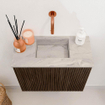 Mondiaz JOYA-DLUX 50cm toiletmeubel - kleur Walnut - Wastafel FAYE positie Midden Zonder kraangat kleur Glace. SW1422342