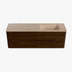 Mondiaz CIRO-DLUX Badkamermeubelset - 150x45x50cm - Solid surface wastafel Saba - 1 wasbak Rechts - 1 kraangat - 4 lades - Walnut SW1530713
