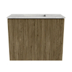 Mondiaz JOYA-DLUX 50cm meuble de salle de bains - couleur Dusk - Vasque FAYE position Gauche 1 trou de robinet couleur Glace. SW1426220