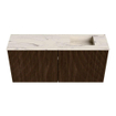Mondiaz JOYA-DLUX 90cm toiletmeubel - kleur Walnut - Wastafel FAYE positie Rechts Zonder kraangat kleur Nata. SW1424511