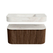 MONDIAZ THOR-DLUX 100cm badmeubel ronding links + rechts kleur Walnut met 1 lade en 2 deuren. Vrijhangende wastafel CLOUD Midden 1 kraangat kleur Ostra. SW1467388