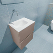MONDIAZ ADA Meuble WC - 40x30x50cm - 0 trous de robinet - 2 tiroirs - smoke mat - lavabo à gauche - Solid surface - Blanc SW472616