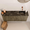 Mondiaz JOYA-DLUX Meuble de toilette 101,6cm - arrondi gauche couleur Dusk - Vasque FAYE position droite Sans trou de robinet couleur Lava SW1423322
