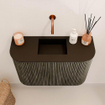 Mondiaz JOYA 63.2cm meuble de salle de bains WC - arrondis gauche et droite couleur Shadow - Vasque FAYE position Milieu Sans trou de robinet couleur Urban SW1421519