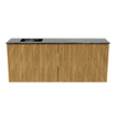 Mondiaz JOYA-DLUX 100cm toiletmeubel - kleur Oak - Wastafel FAYE positie Links Zonder kraangat kleur Lava. SW1422062