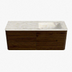 Mondiaz CIRO-DLUX Badkamermeubelset - 130x45x50cm - Solid surface wastafel Ostra - 1 wasbak Rechts - zonder kraangaten - 4 lades - Walnut SW1530408