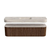 MONDIAZ THOR-DLUX 170cm badmeubel ronding links + rechts kleur Walnut met 1 lade en 2 deuren. Vrijhangende wastafel CLOUD Midden 1 kraangat kleur Nata. SW1465780