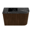 Mondiaz JOYA-DLUX Meuble de salle de bains 61,6cm - arrondi droit couleur Noyer - Vasque FAYE position Gauche 1 trou de robinet couleur Lava SW1422462