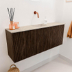 Mondiaz JOYA-DLUX 100cm meuble de salle de bains avec WC - couleur Walnut - Vasque FAYE position Milieu Sans trou de robinet couleur Frappe. SW1422311