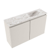 MONDIAZ TURE-DLUX Meuble de toilettes 80 cm Linen. EDEN lavabo Glace position à droite. Avec 1 trou de robinet. SW1103369