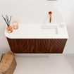 Mondiaz JOYA 81.6cm toiletmeubel - ronding links kleur Ruby - Wastafel FAYE positie Rechts Zonder kraangat kleur Talc. SW1421762