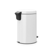 Brabantia NewIcon Poubelle à pédale - 12 litres - seau intérieur en plastique en métal - blanc SW1117458