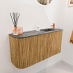 Mondiaz JOYA-DLUX 81.6cm meuble de toilette - arrondi gauche couleur Chêne - Vasque FAYE position Droite 1 trou de robinet couleur Sombra. SW1424276