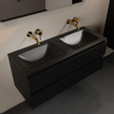 Mondiaz AIVY Ensemble de meuble - 120x45x50cm - 0 trous de robinet - 2 vasques Urban Solid surface - Gauche et droite - 2 tiroirs - avec miroir - MDF Urban SW892235