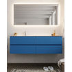 Mondiaz VICA ensemble de meuble de salle de bain - 150cm - meuble sous-vasque jeans - 4 tiroirs - lavabo moon gauche - 1 trou de robinet - miroir LED - version XL 60cm haut SW1098256