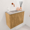 Mondiaz JOYA-DLUX 50cm toiletmeubel - kleur Oak - Wastafel FAYE positie Links Zonder kraangat kleur Glace. SW1421956