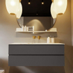 MONDIAZ VICA-DLUX Ensemble meuble de salle de bains - 130cm - meuble bas dark grey - 2 tiroirs - lavabo encastré cloud au milieu - sans trous de robinet - version haute 60cm - frape SW1088879