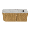 Mondiaz JOYA-DLUX Meuble de salle de bains - 91,6 cm - arrondi gauche couleur Chêne - Vasque FAYE position Droite Sans trou de robinet couleur Glace SW1422012