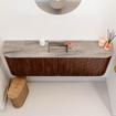 Mondiaz JOYA-DLUX 123.2cm toiletmeubel - ronding links en rechts kleur Ruby - Wastafel FAYE positie Midden 1 kraangat kleur Oza. SW1425564
