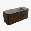 Mondiaz CIRO-DLUX Meuble de salle de bains - 120x45x50cm - Plan vasque Solid surface Oza - 1 lavabo à droite - 1 trou de robinet - 2 tiroirs - Noyer SW1530611