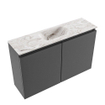 MONDIAZ TURE-DLUX Meuble toilette - 80cm - Dark Grey - EDEN - vasque Glace - position centrale - sans trou de robinet SW1103228