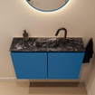 MONDIAZ TURE-DLUX Meuble WC 80cm Jeans. Lavabo EDEN Lava position milieu. Avec 1 trou de robinet. SW1103837