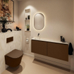 MONDIAZ TURE-DLUX Meuble toilette - 120cm - Rust - EDEN - vasque Ostra - position gauche - sans trou de robinet SW1105218