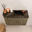 Mondiaz JOYA-DLUX Meuble de salle de bains - 61,6cm - arrondi gauche couleur Dusk - Vasque FAYE position droite 1 trou de robinet couleur Lava SW1423263