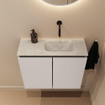 MONDIAZ TURE-DLUX Meuble toilette - 60cm - Linen - EDEN - vasque Opalo - position droite - sans trou de robinet SW1104376
