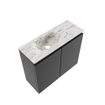 MONDIAZ TURE-DLUX Meuble toilette - 60cm - Dark Grey - EDEN - vasque Glace - position gauche - sans trou de robinet SW1103210