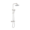 Fortifura Calvi Ensemble de douche de pluie - thermostatique - pomme de douche 30cm - flexible métallique - douchette ronde - Inox brossé PVD SW1204431