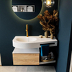 MONDIAZ RIVA Ensemble de meuble salle de bain - 100x50x30cm - 1 tiroir - MDF Chêne blanchi mat - push to open - 1 trou de robinet - lavabo à gauche - solid surface talc SW702365