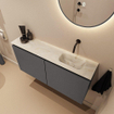 MONDIAZ TURE-DLUX Meuble WC 100 cm Dark Grey. Lavabo EDEN Ostra position droite. Sans trou de robinet. SW1104794